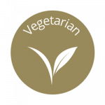 Logo feature the word vegetarian in white on a field of gold | featured image for Haloumi.