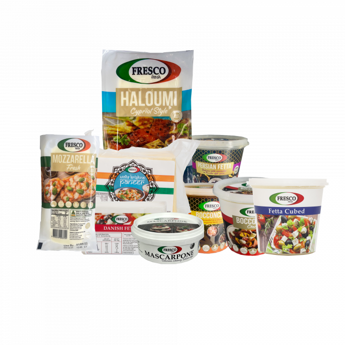 Photo of a taster gift pack featuring assorted cheeses | Featured image for Fresco Cheese Home Chef Bundle.